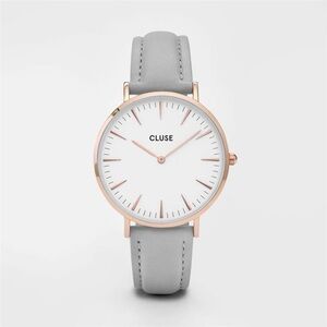 Cluse La Bohème Rose Gold White/Grey Leather Watch